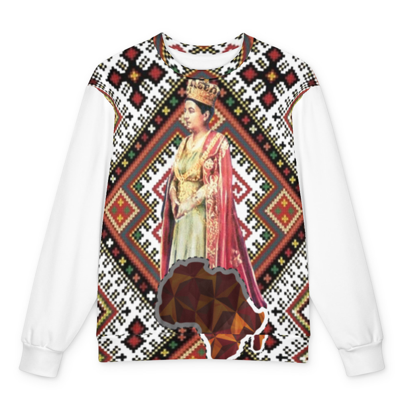 Oversized cotton sweatshirt EM-OA-EP00001 - Empress Menen over Africa on Embroidery Patten
