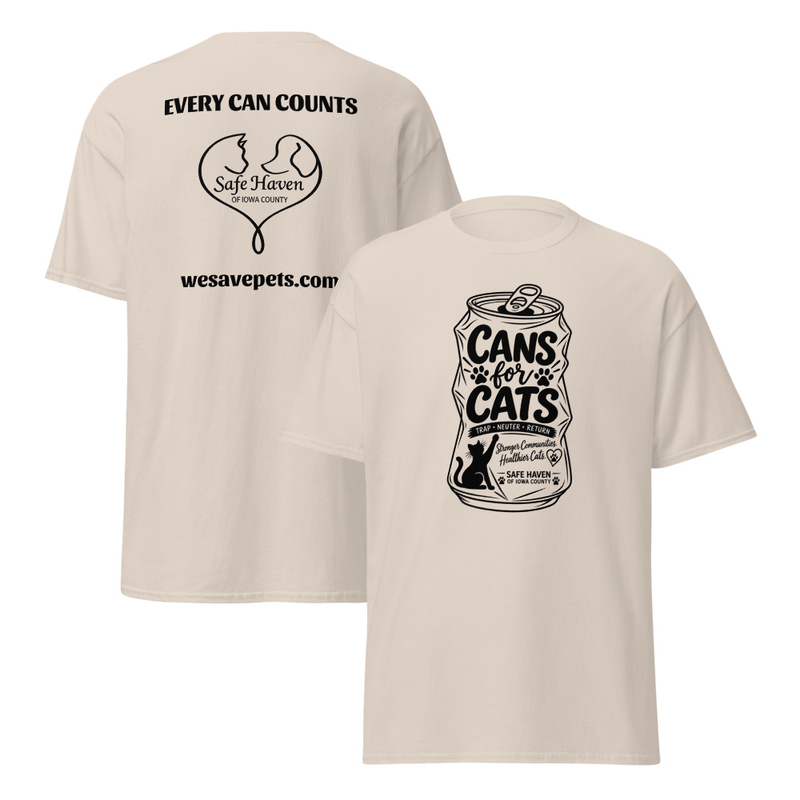 Cans For Cats Unisex T-Shirt – S, Natural