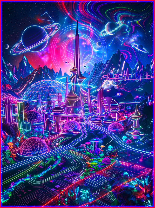 Space Rock Neon City - Space Rock Neon City / Black / S