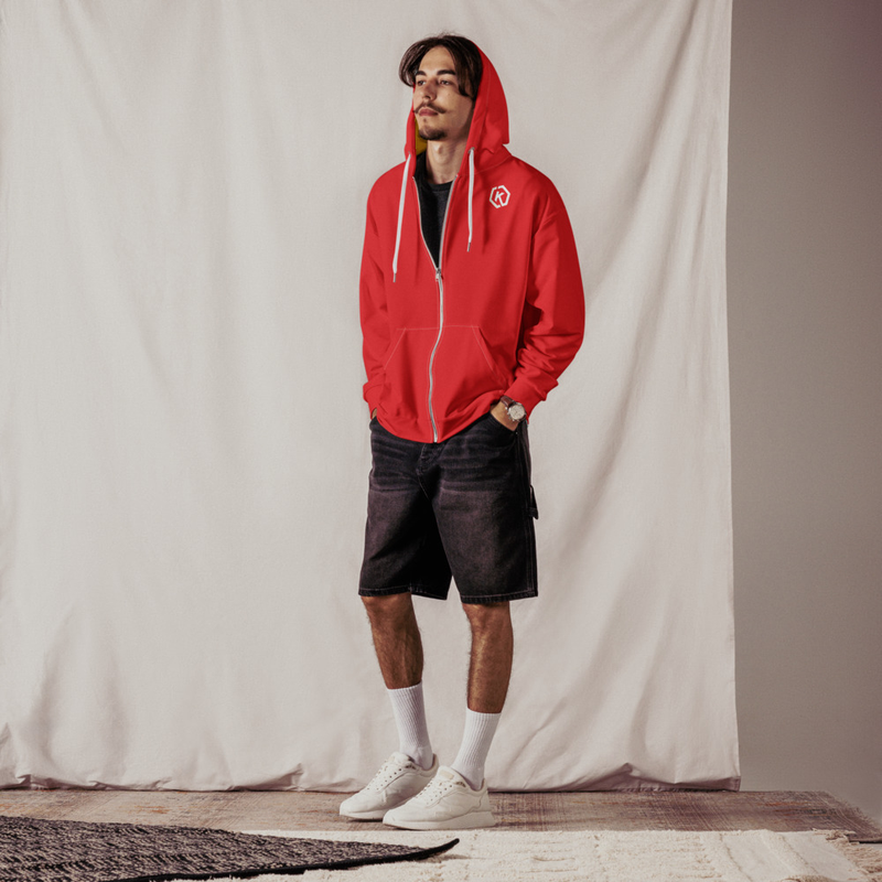 Kicxs Unisex Zip-Up Hoodie - Red/Yellow