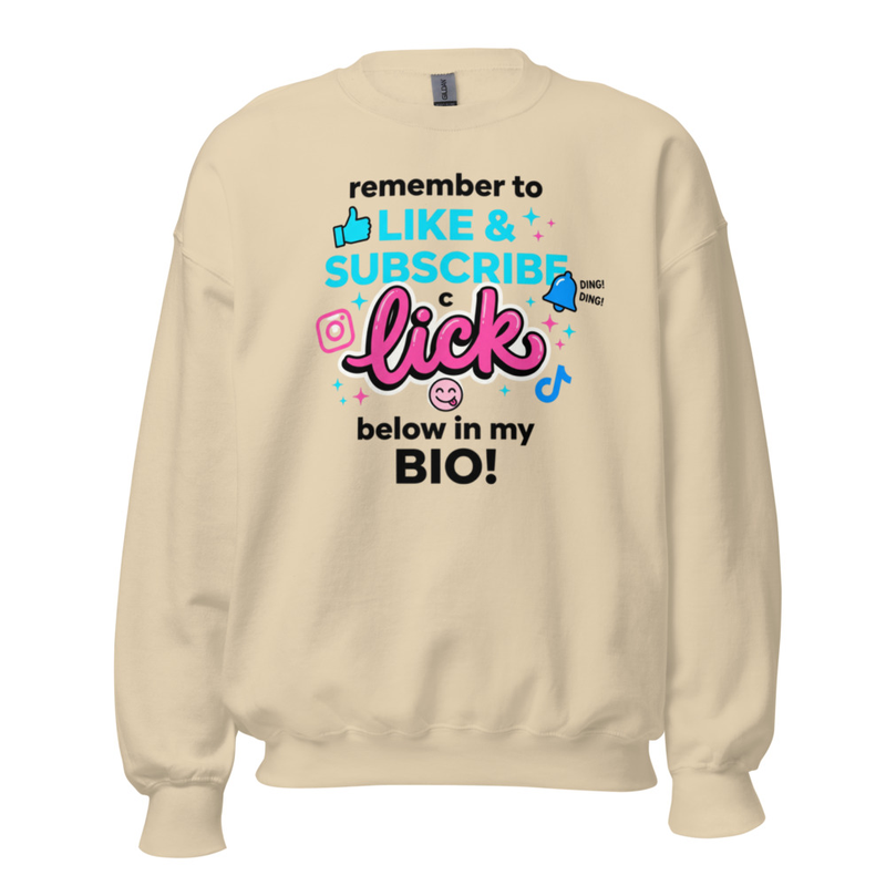 Funny Sweatshirt - Lick in my Bio – XL, Sand