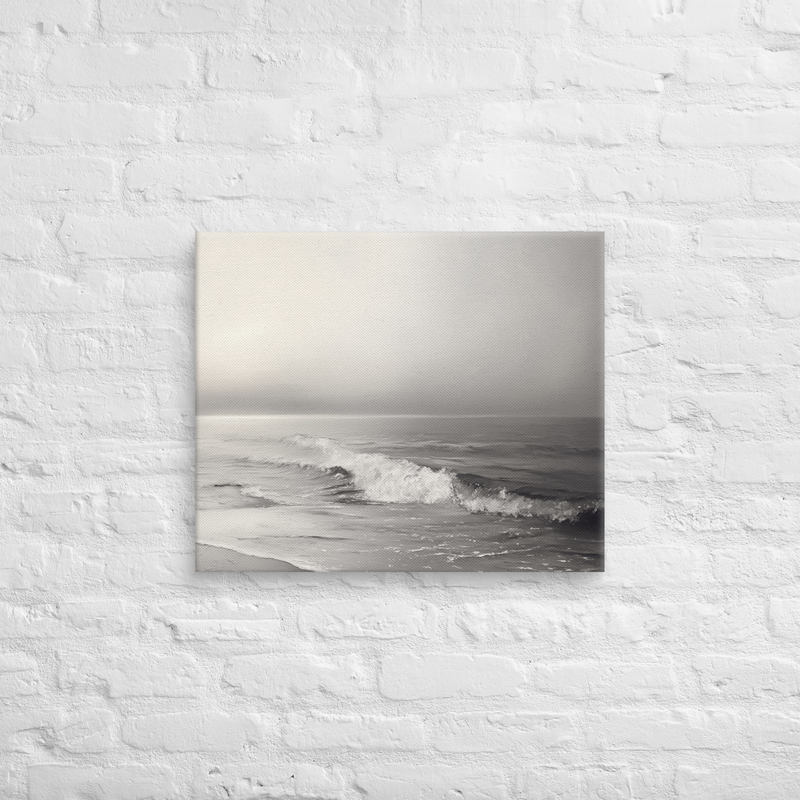 Black & White Peaceful Waves on Canvas | Large Wall Art
