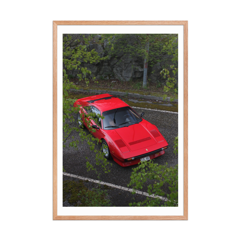 Ferrari 308 GTB QV - Framed print of the Stallion (in) – 24″×36″, Red Oak