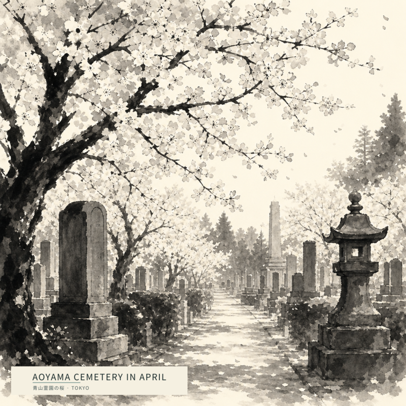 Aoyama Cemetery in April(青山霊園の桜)のアートワーク