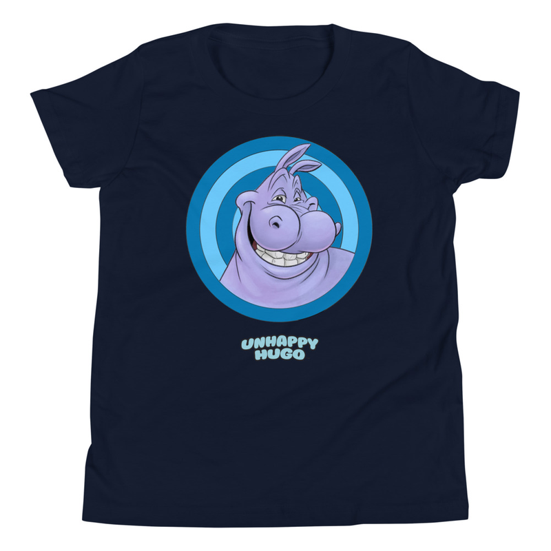 Unhappy Hugo Blue Circles T-Shirt for Kids – S, Navy
