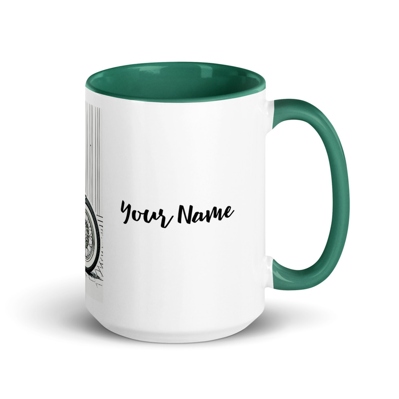 Personalized Motorcycle Mug From Your Photo – 15 oz, Dark Green
