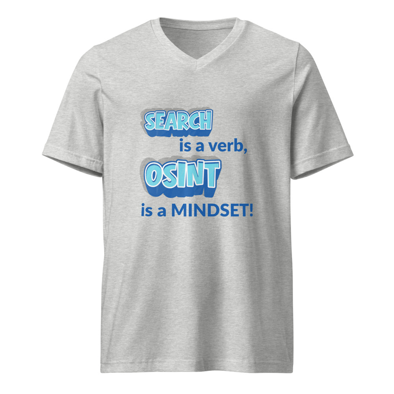 OSINT Mindset Unisex Short Sleeve V-Neck T-Shirt – XL, Athletic Heather