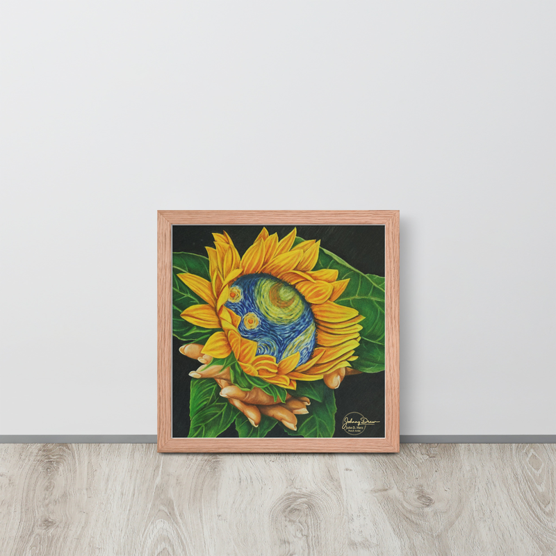 Homage Framed Print – 14″×14″, Red Oak