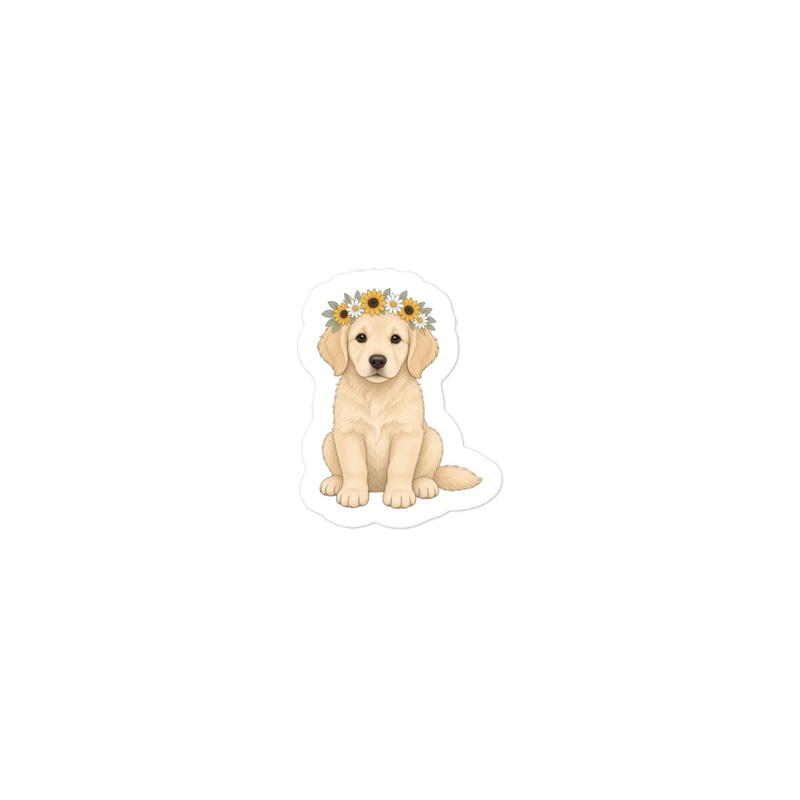 Flower Crown Golden Retriever Sticker — Floof
