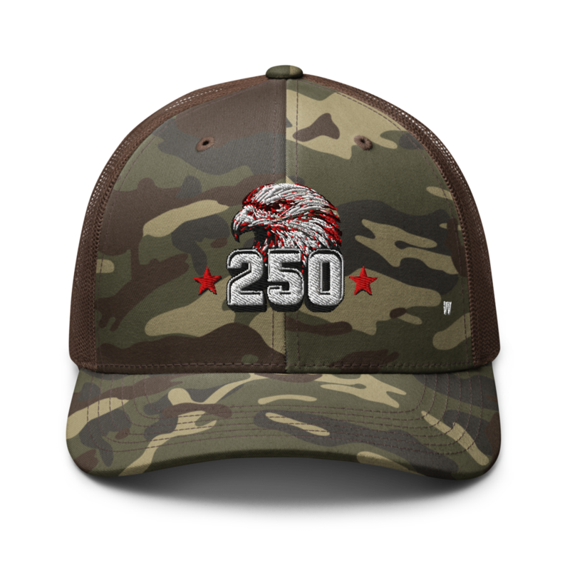 USA 250 Year Camouflage Trucker (Embroidered) – One size, Camo/Brown