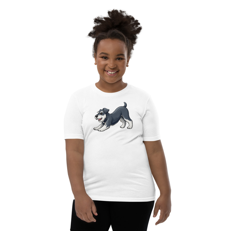 Downward Dog Schnauzer Youth Tee — Miniature Schnauzer