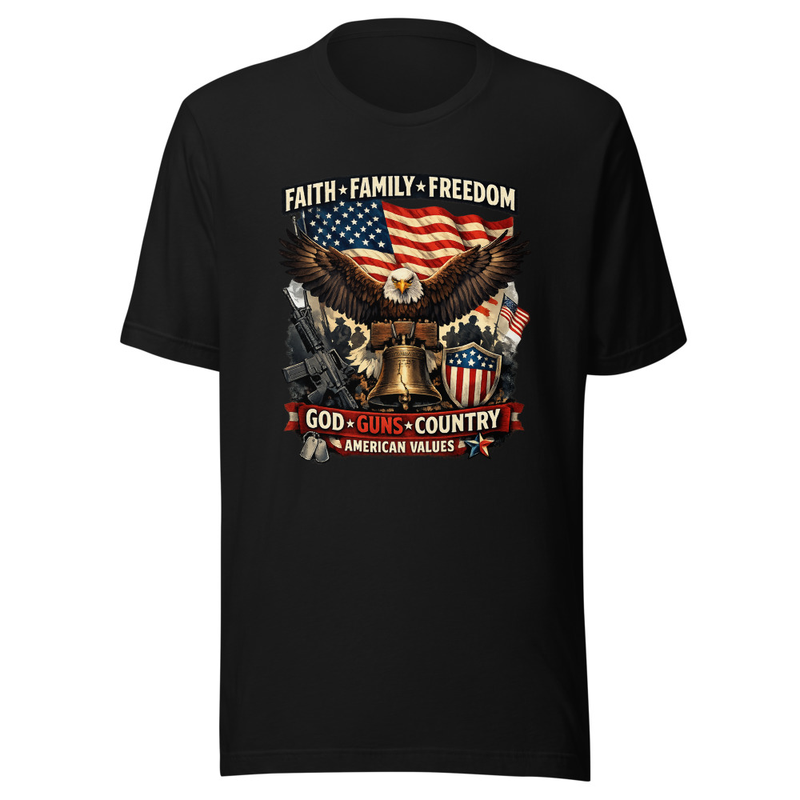 Faith Family Freedom Unisex T-Shirt — Black