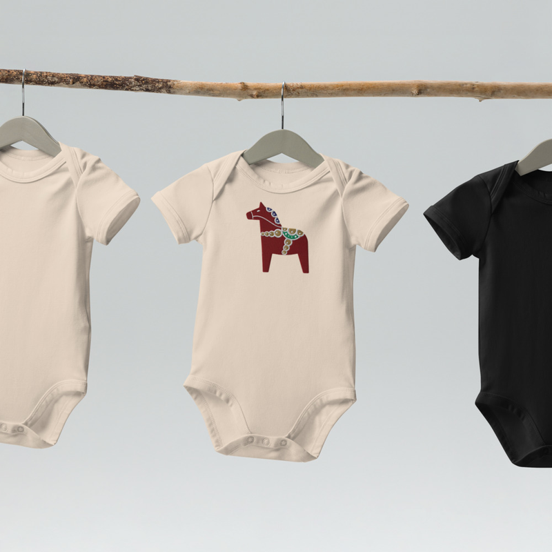 Organic cotton baby bodysuit - Dalahäst view 2