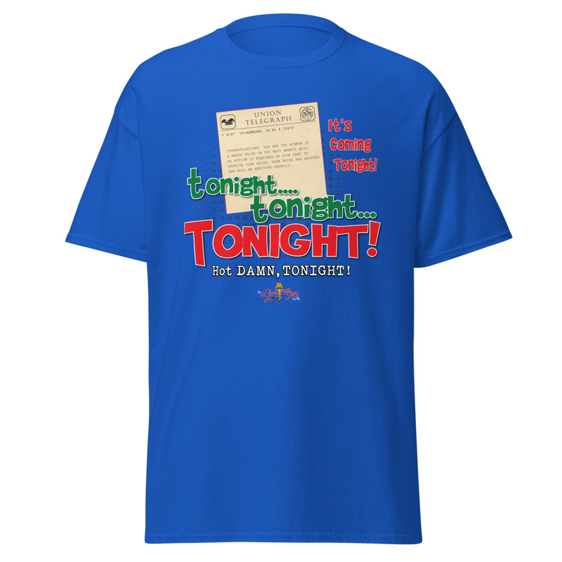 "Tonight Tonight Is The Night!” - Telegram T-Shirt Christmas Story Family Style – S, Royal