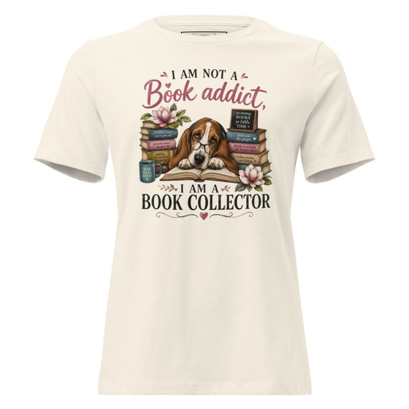 Women's Relaxed T-Shirt-Book Addict – L, Natural