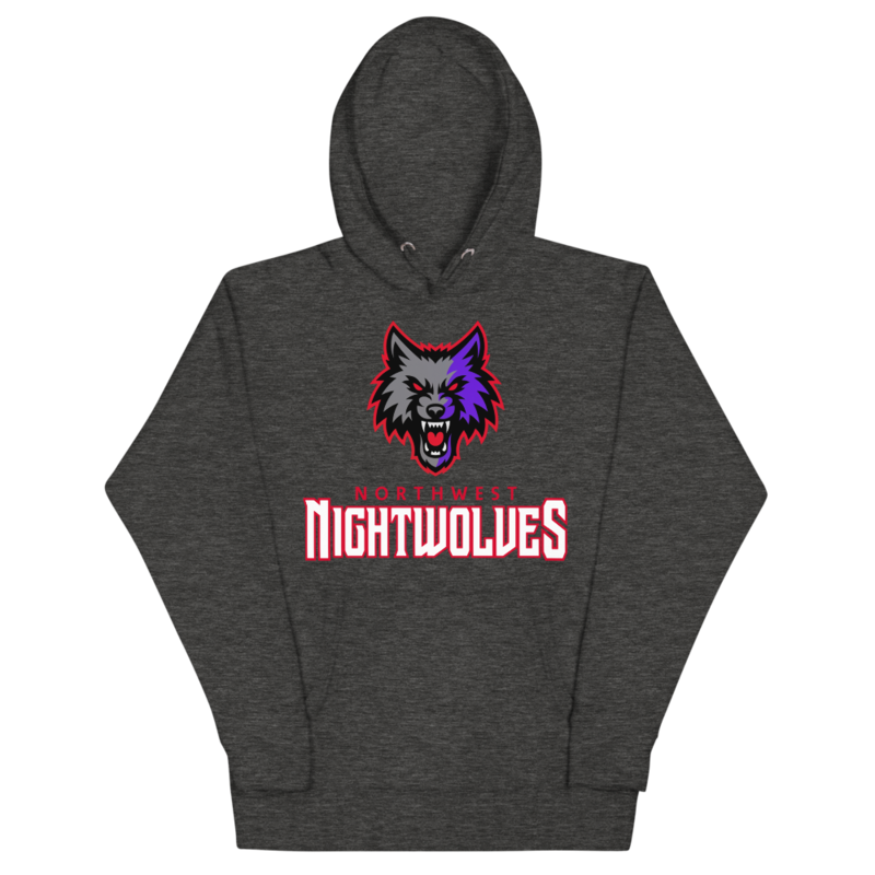 Northwest Nightwolves - Black Logo Hoodie – XL, Charcoal Heather
