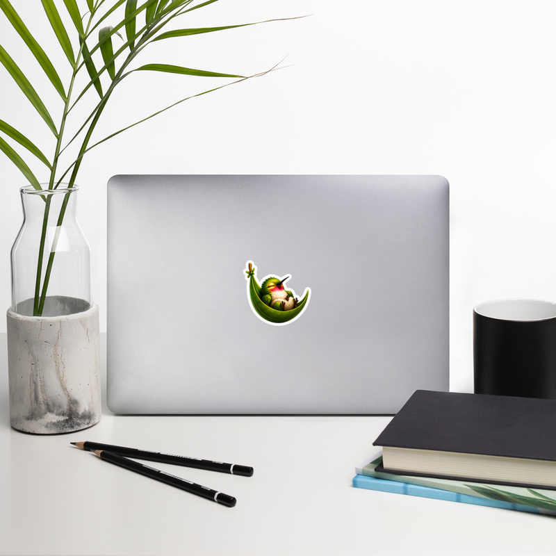 Luna-Sleeping Bird in Leaf Kiss Cut Sticker