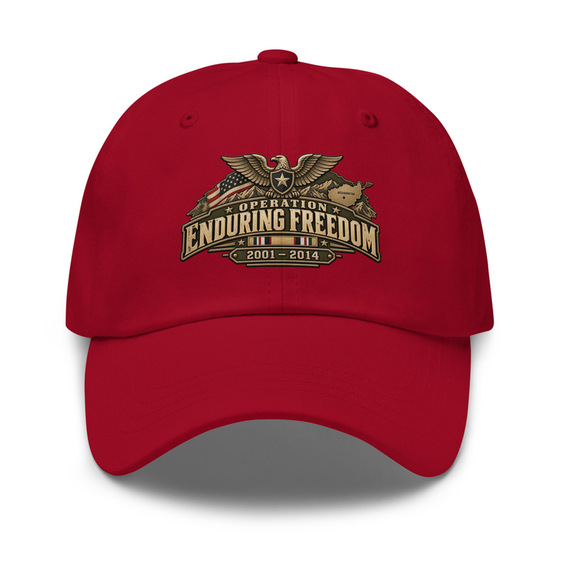 Enduring Freedom Veteran Cap – One size, Cranberry
