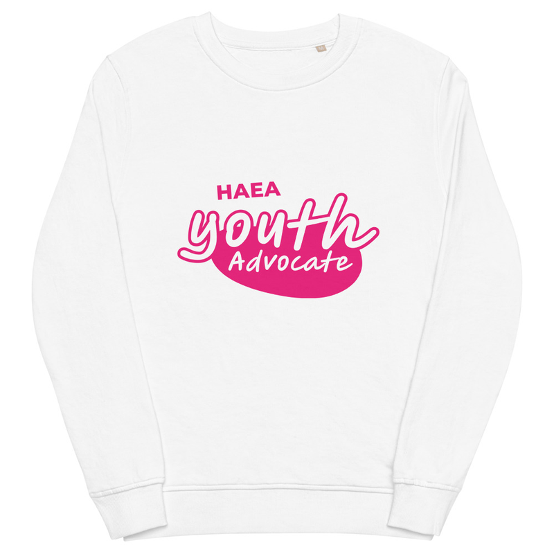 Apparel - Pink HAEA Youth Advocate Unisex organic sweatshirt