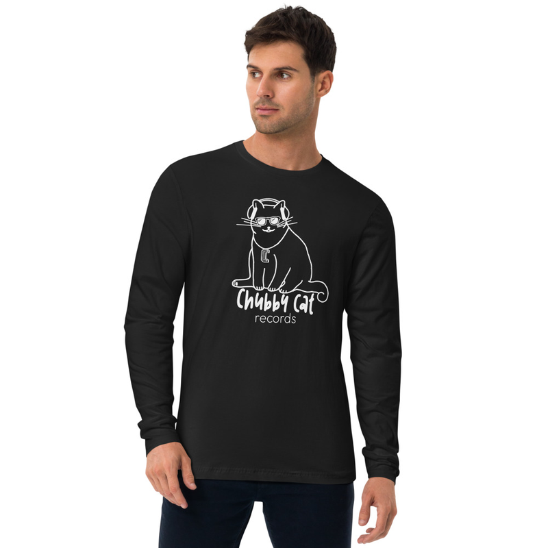 Chubby Cat Records Long Sleeve Fitted Crew