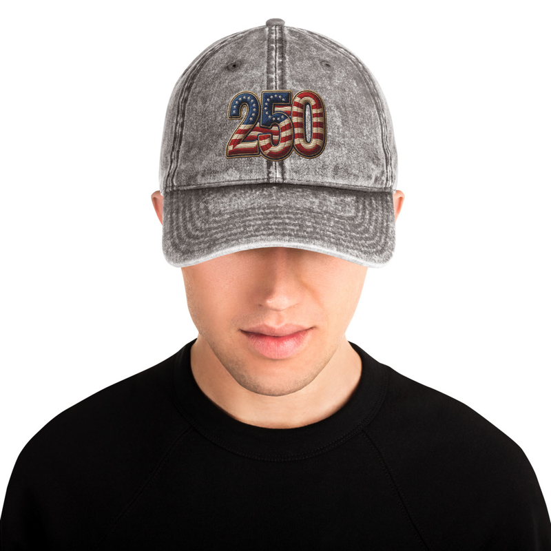 USA 250 | 250 Vintage Cotton Twill Cap – One size, Charcoal Grey