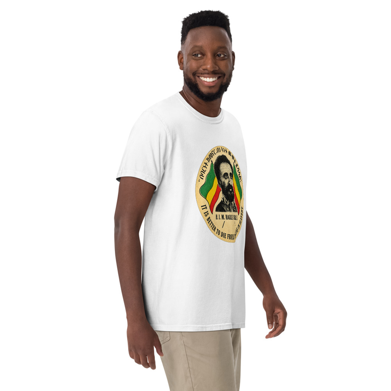 Emperor Selassie I Freedom Unisex garment-dyed heavyweight t-shirt – S, White