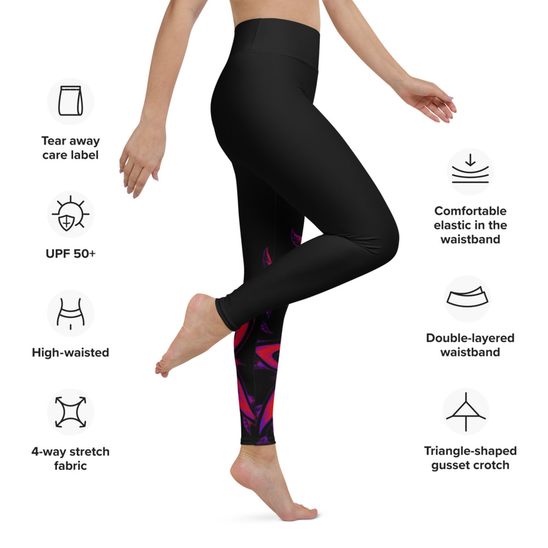 Womans Edge "Flower Power" RED/PURPLE Leggings