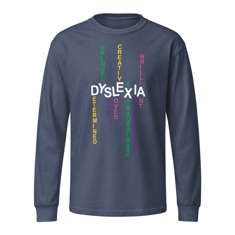 Unisex Long Sleeve Tee with Back Print | Dyslexia v2 – Image 3