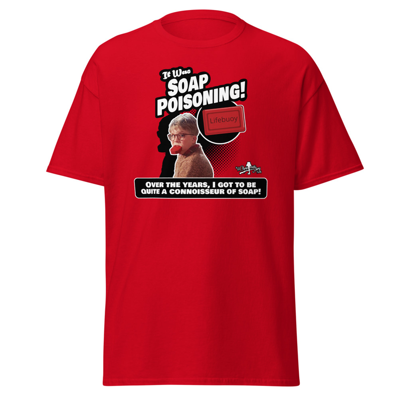 “It Was SOAP POISONING!” Classic Custom Christmas Story Family Tee – XL, Red
