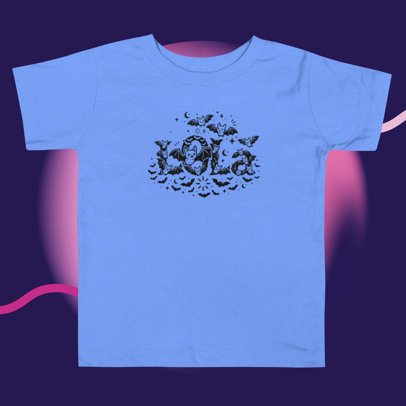 Lola bat Toddler Short Sleeve Tee – 2T, Heather Columbia Blue