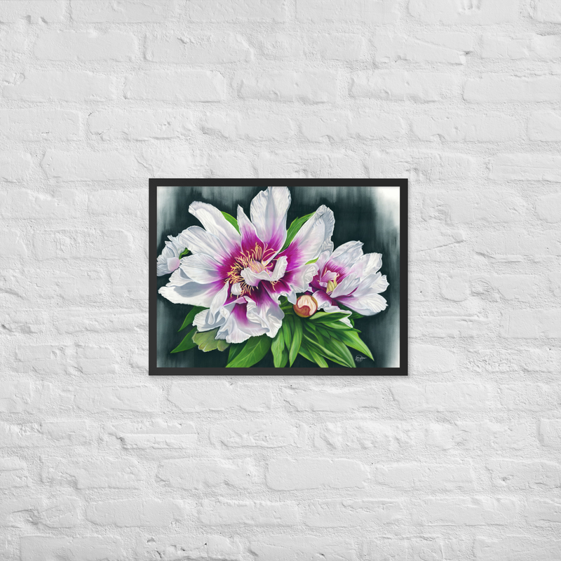 Peony Envy Framed Print – 18″×24″, Black