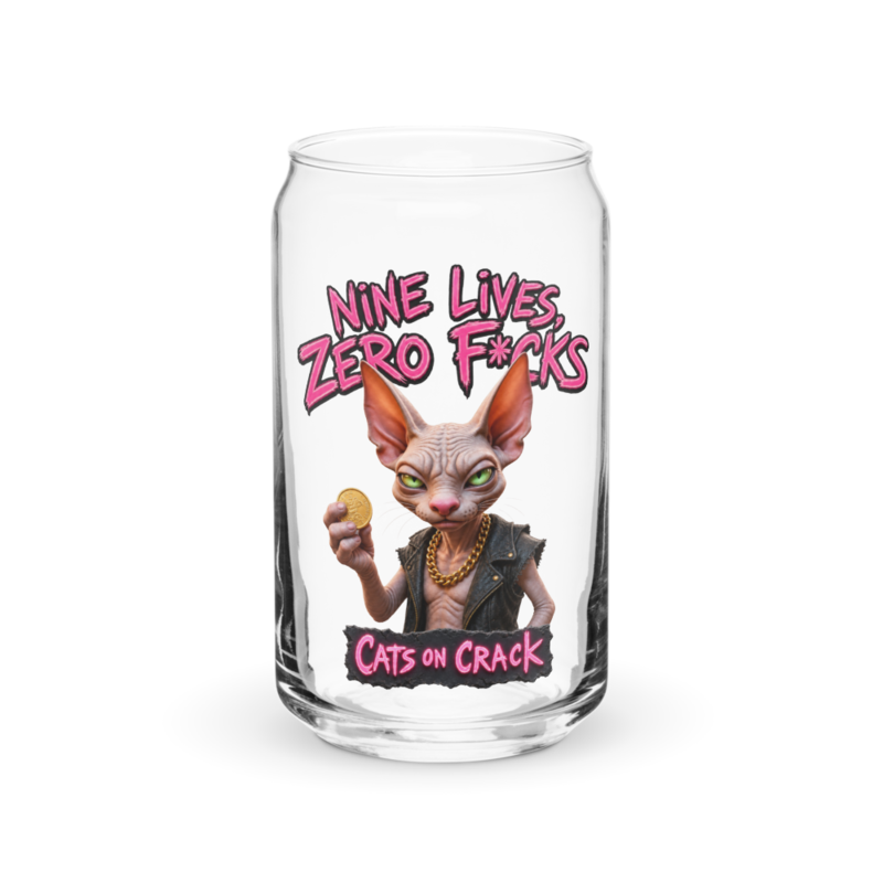 Nine Lives Zero Fucks 16oz Can Glass