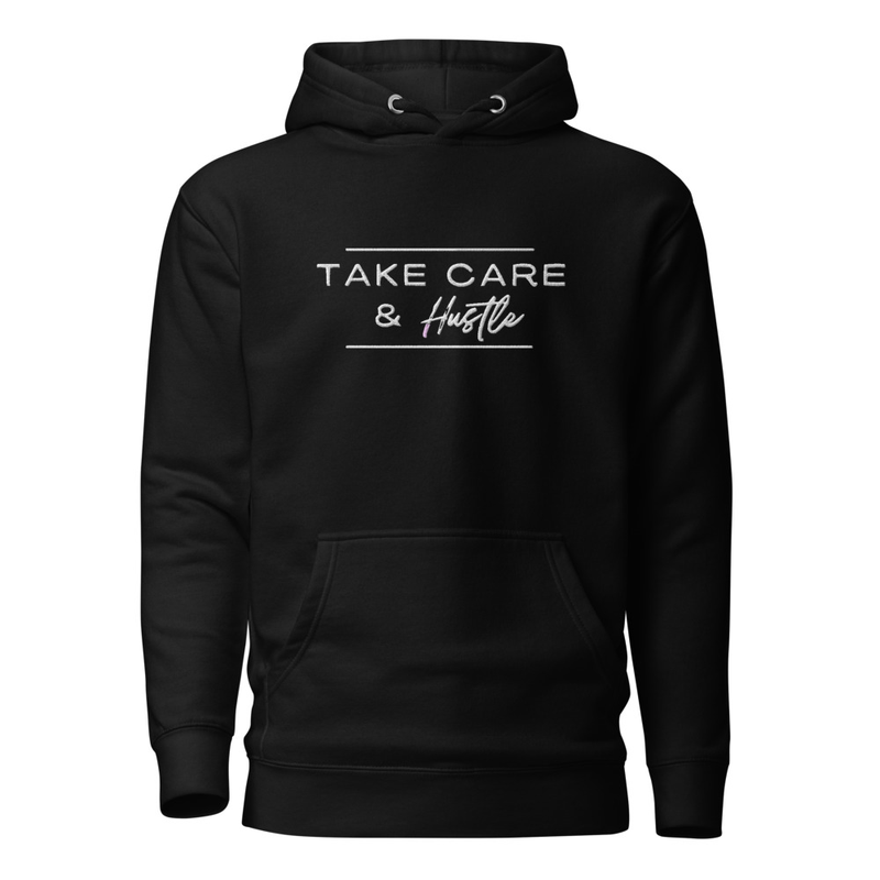 Take Care & Hustle Hoodie – M, Black