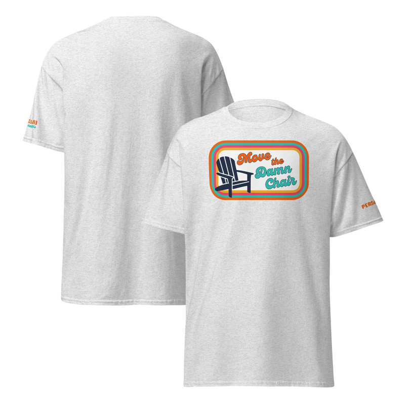 Unisex T-shirt - Chair Front, Perspective Sleeve – S, Ash