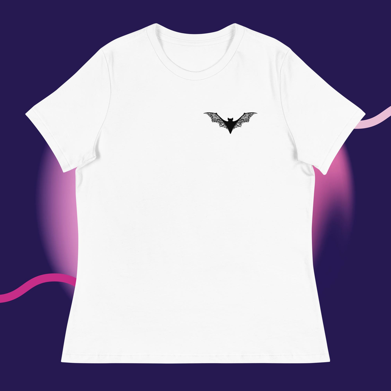 Floral Bat Women's Relaxed T-Shirt – XL, White