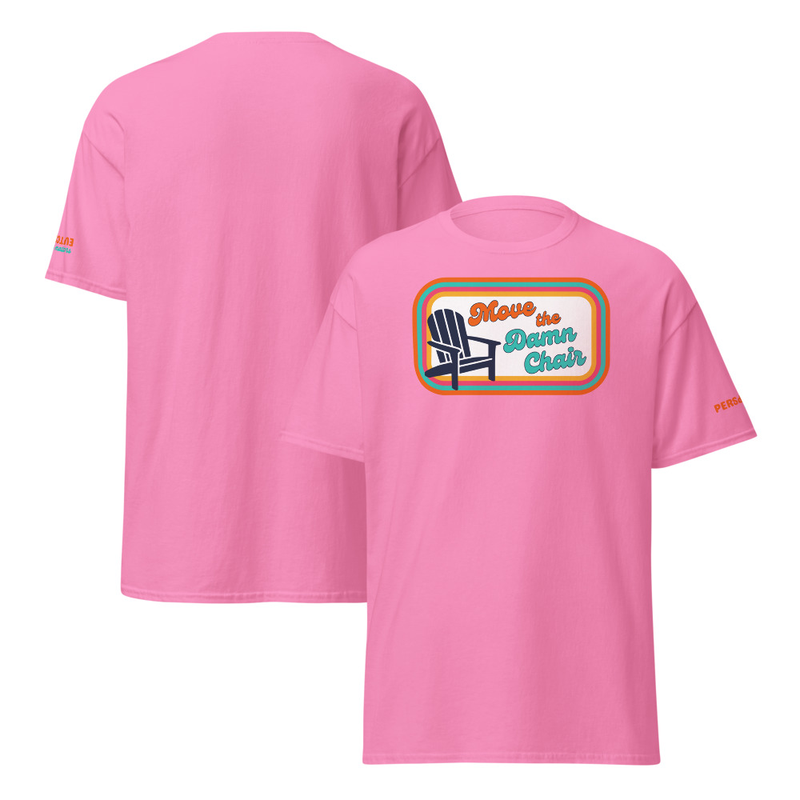 Unisex T-shirt - Chair Front, Perspective Sleeve – L, Azalea