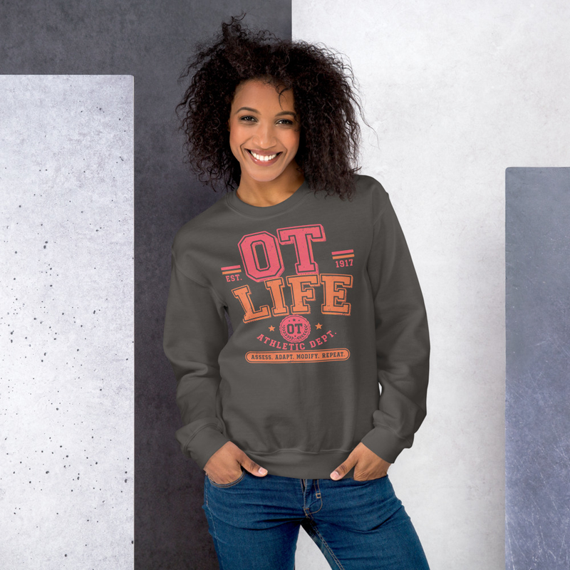 Crewneck: Orange OT Life | Occupational Therapy Crewneck Sweatshirt – 5XL, Charcoal