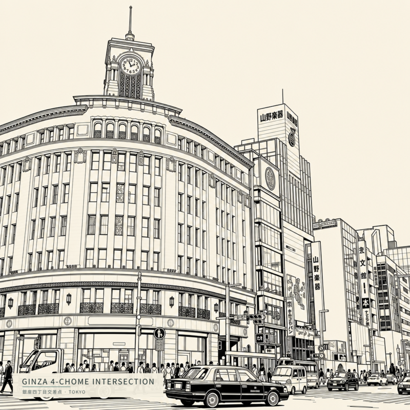 Ginza 4-chome Intersection(銀座四丁目交差点)のアートワーク