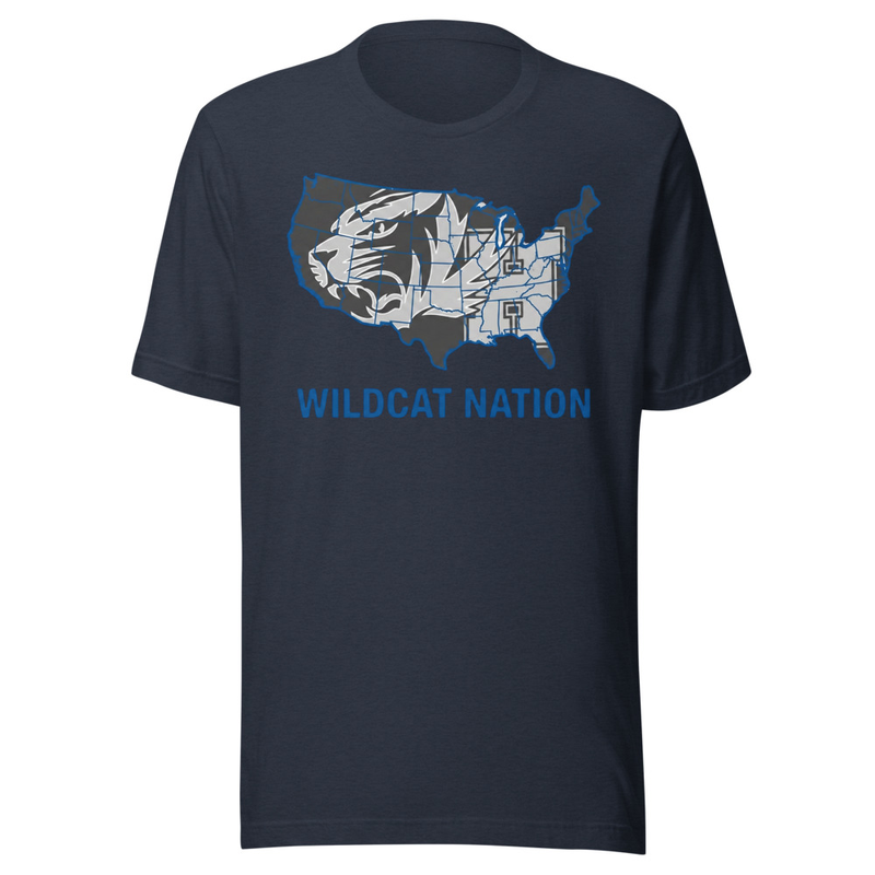 Wildcat Nation Unisex t-shirt – XS, Heather Navy