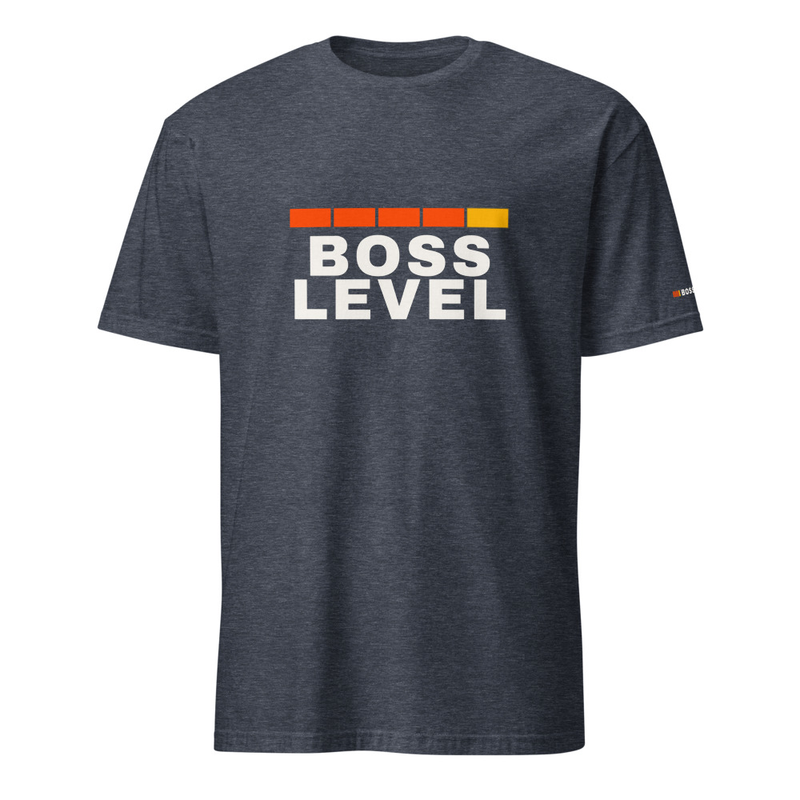 Boss Level GILDAN 64000 Short-Sleeve Unisex T-Shirt – S, Heather Navy