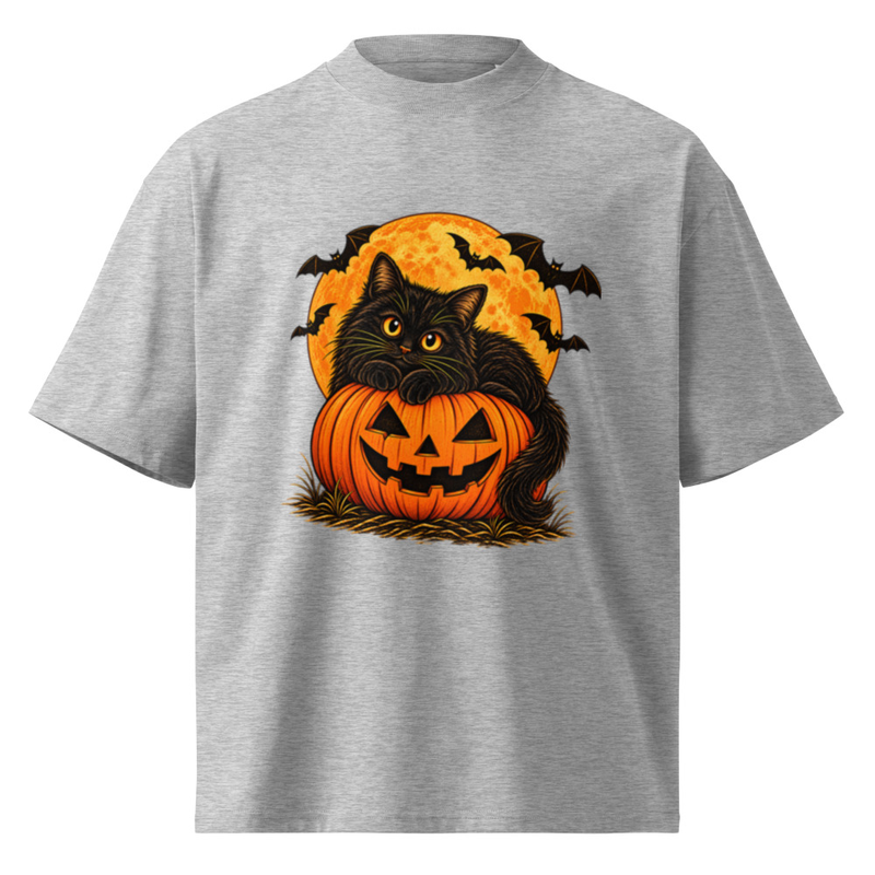 Black Cat Halloween Shirt Pumpkin Bat Vintage Gothic Graphic – view 3