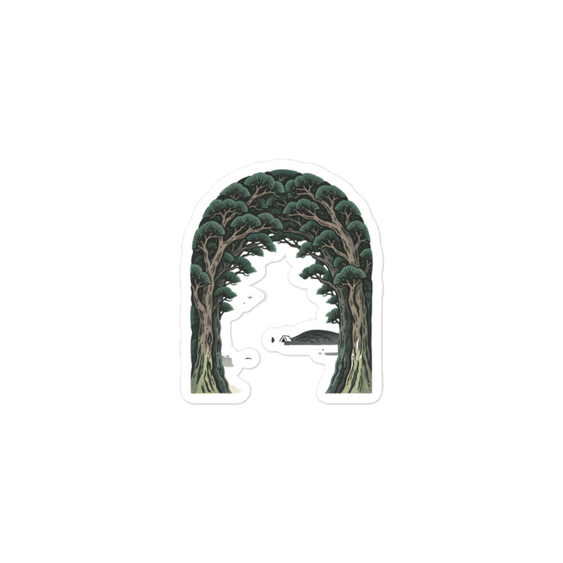 Woodblock Green Tunnel Sticker (Artist Series) mockup