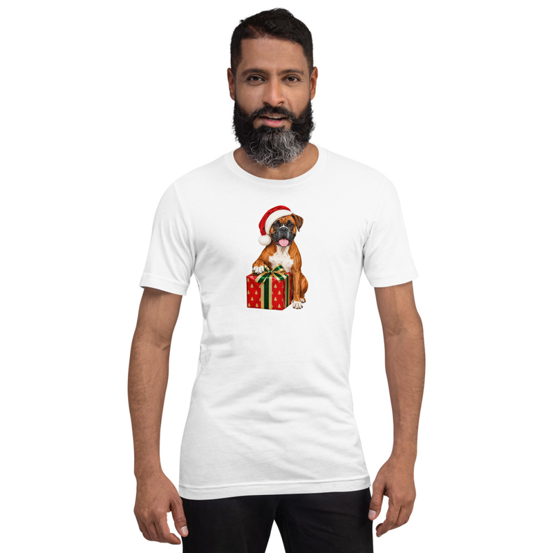 Boxer Dog Santa Hat Christmas Gift Unisex T-Shirt