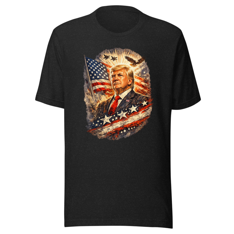 American Flag Patriotic Leader Unisex T-Shirt — Black Heather