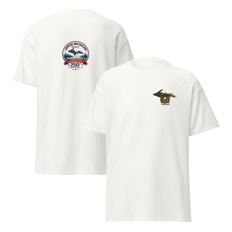 Alger County veteran's Golf Outing Logo #6 Unisex classic tee – S, White