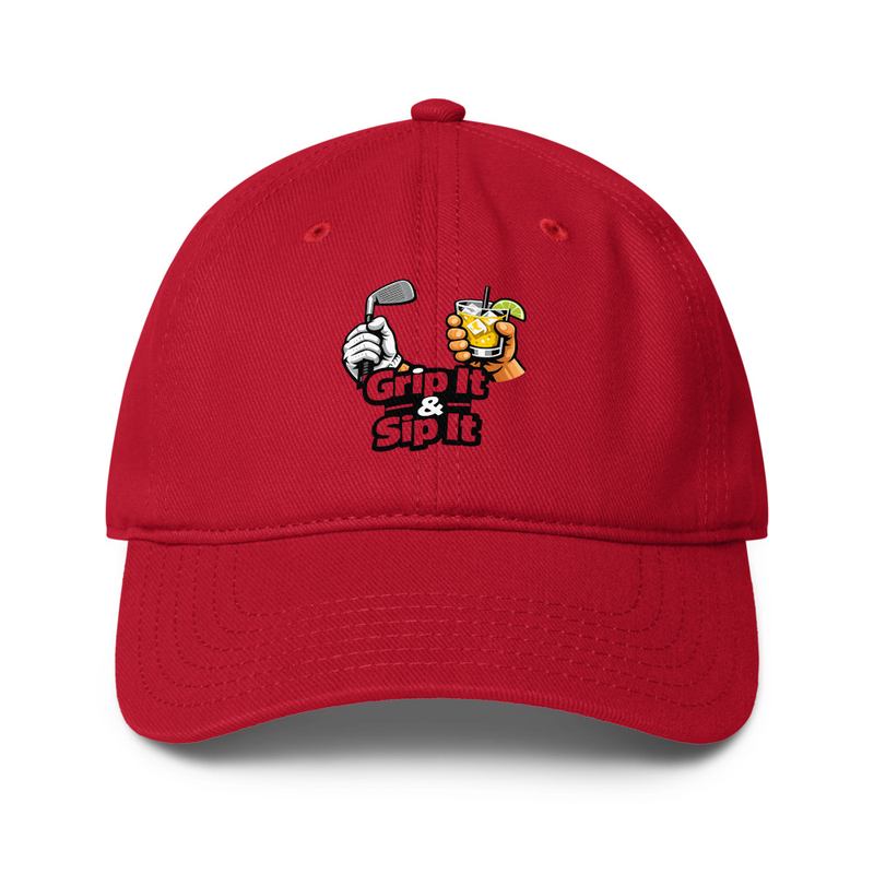 Grip it & Sip It Low-profile baseball cap – One size, Red