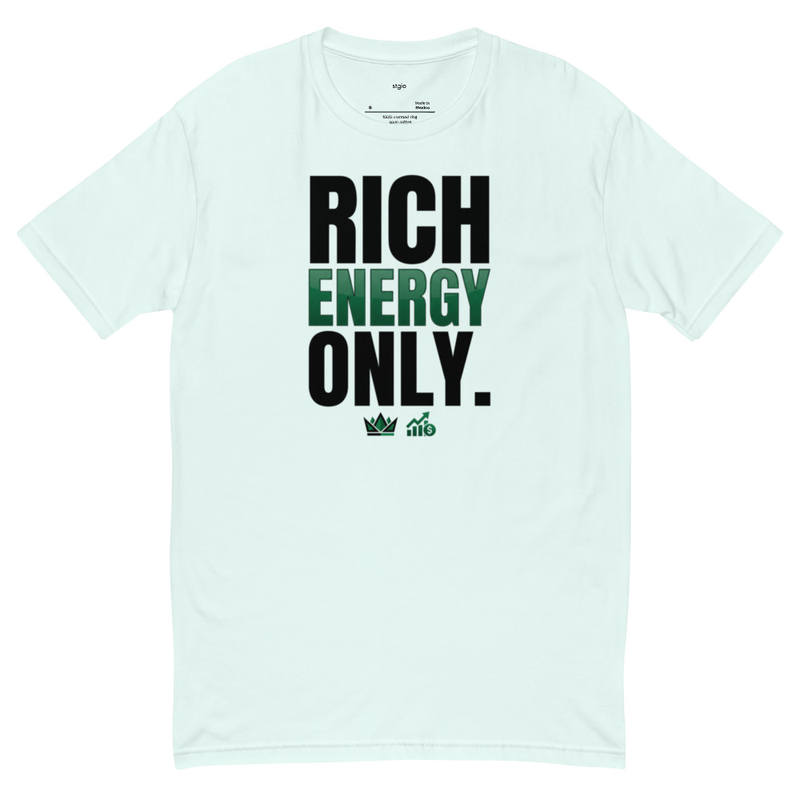 Rich Energy Only Shirt | Motivational Wealth Tee | Soft Cotton | Hustle – XL, Light Blue