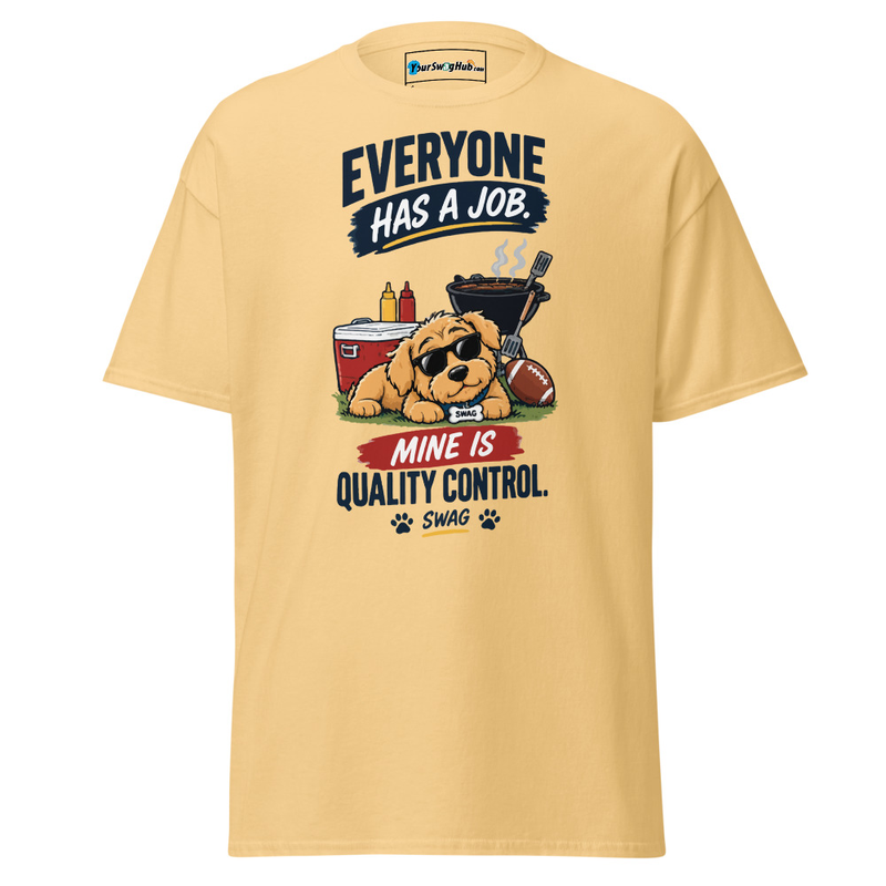 Swag | MyJob Is Quality Control Classic Tee – XL, Yellow Haze