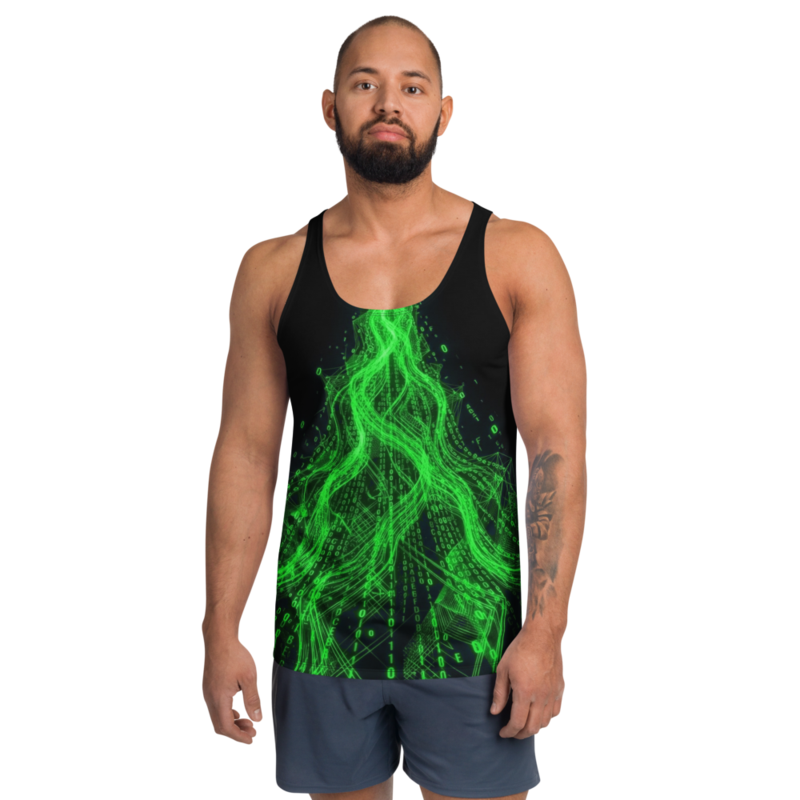 Uncle Benny ® Data Stream IBM Quantum Computer Tank Top Neon Green EST. 2020