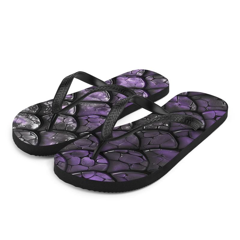 Purple & Black Dragon Scales Flip-Flops House or Outdoor Slippers